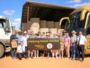 HELPING HAND: The touring group from Fun Over 50 at Saturday's hay run to Scattering Plains, near Roma. Picture: Grace Jamieson