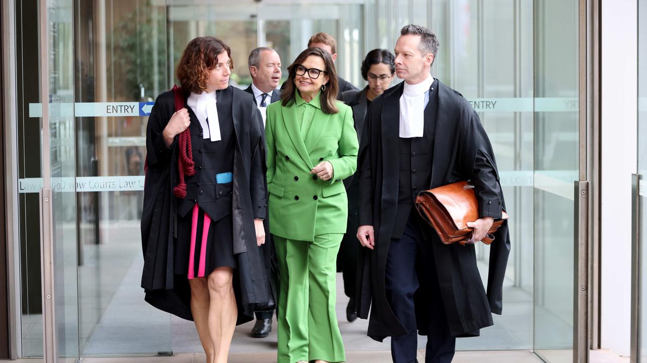 Lisa Wilkinson exiting court with her legal team on Friday afternoon. Picture: NCA NewsWire / Damian Shaw