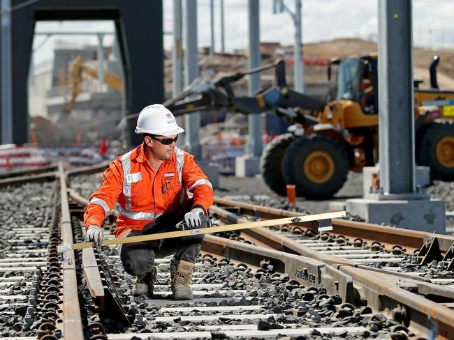 A worked at the Sydney Metro site at Rouse Hill. Picture: Troy Snook