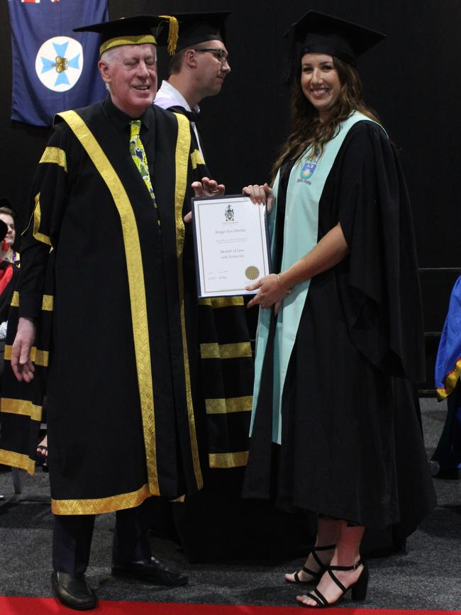 Bridget Donohue graduated with a Bachelor of Laws at the CQUniversity graduation ceremony in Bundaberg on December 14, 2023.