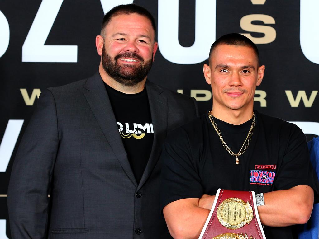 No Limit Boxing CEO George Rose and Tim Tszyu on the Gold Coast, last May. Picture David Clark