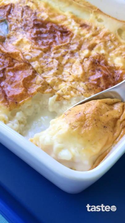 Easy rice pudding tray bake