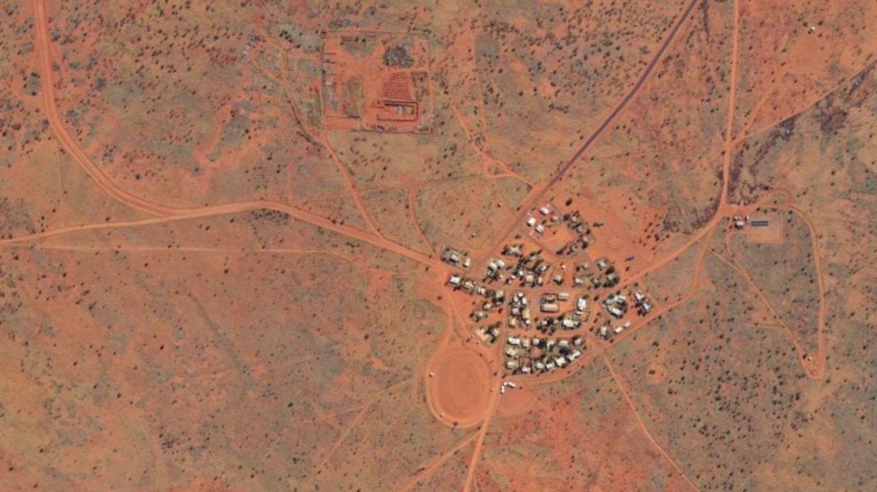 Aerial image of Mt Liebig, Northern Territory. The community is 325km west of Alice Springs. Picture: NT Government BushTel