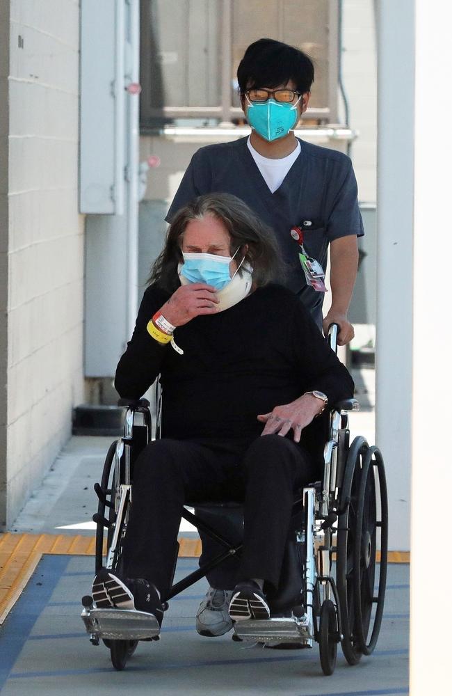 Ozzy Osbourne was pictured leaving hospital in wheelchair. Picture: Backgrid.