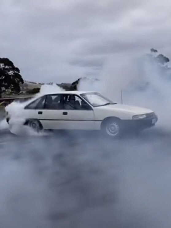 People have posted videos of cars doing burnouts around Hobart to social media. Source: TikTok