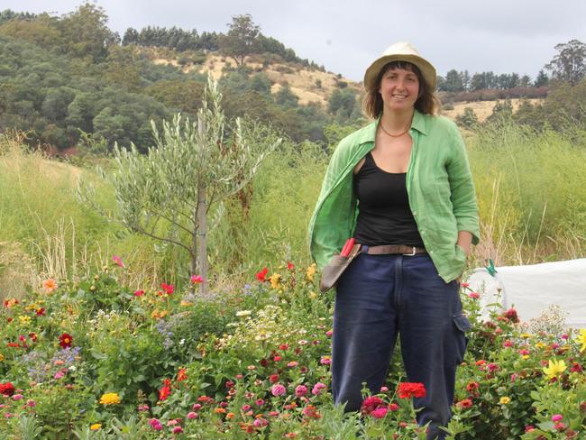 Fat Pig Farm gardener Nadia Danti provides vegies for Gourmet Farmer Matthew Evans and his team. Picture: TRACY RENKIN