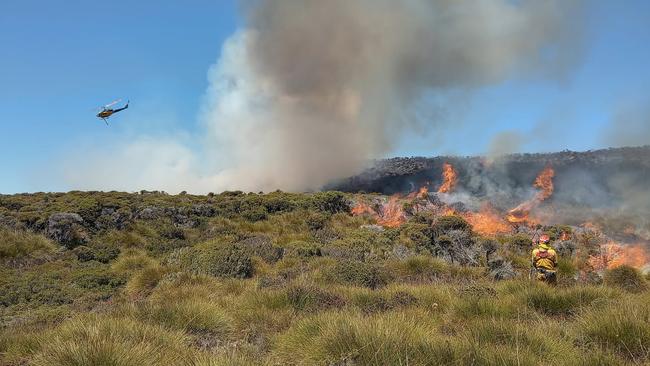 Firefighters battling blazes on the West Coast. Picture: Tasmania Fire Service.