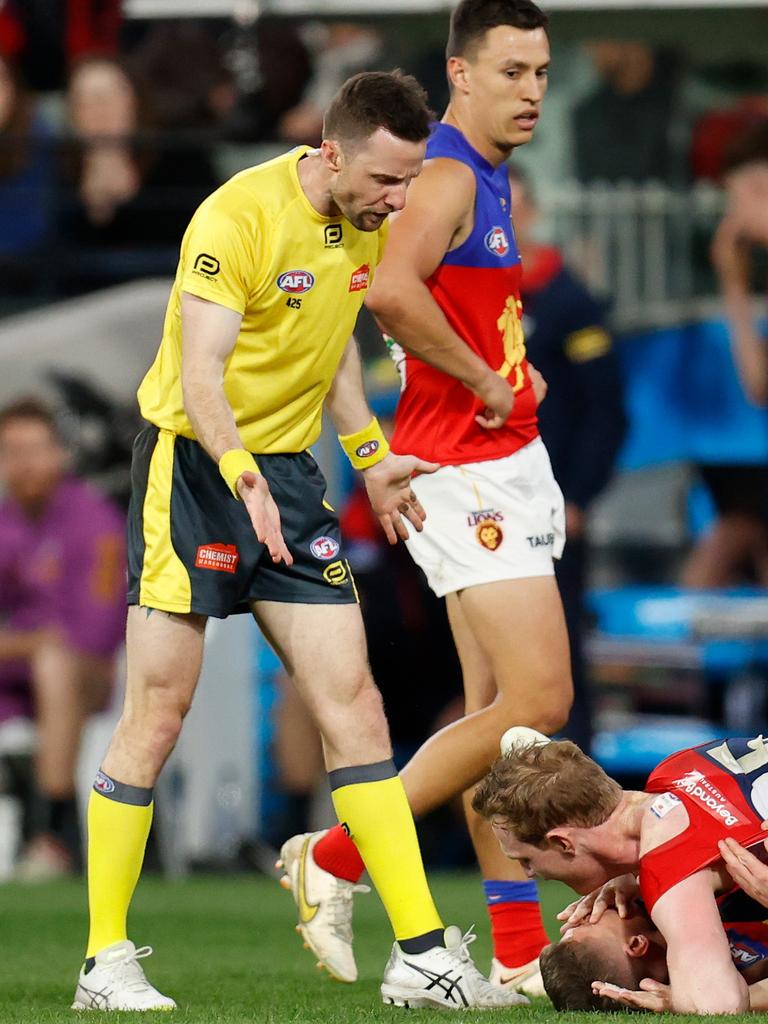 Dayne Zorko and Harrison Petty renew hostilities. Picture: Michael Willson/AFL Photos via Getty Images