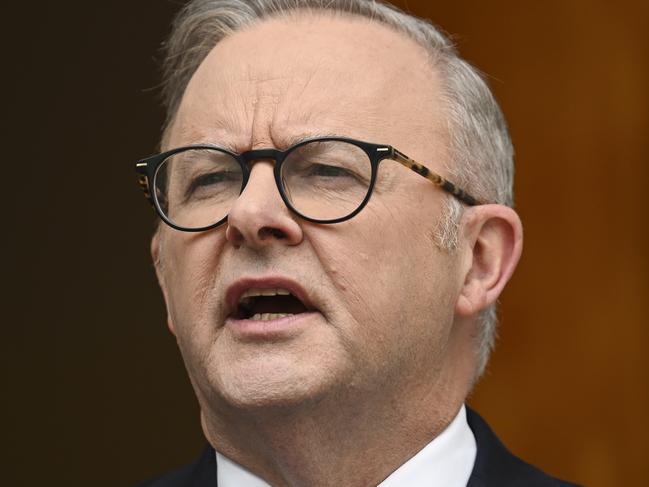 CANBERRA, Australia - NewsWire Photos - September 12, 2024: The Prime Minister, Anthony Albanese, Treasurer, Jim Chalmers, and the Minister for Aged Care, Anika Wells hold a press conference at Parliament House in Canberra. Picture: NewsWire / Martin Ollman