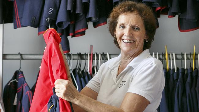 The Uniform Exchange’s Sue Turner says parents can cut back-to-school costs by investing in second hand uniforms. Picture: Tim Pascoe