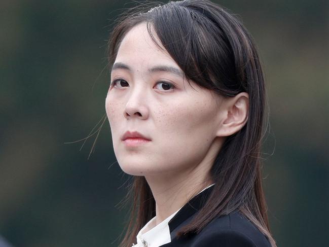 (FILES) In this file photo taken on March 2, 2019 Kim Yo Jong, sister of North Korea's leader Kim Jong Un, attends wreath laying ceremony at Ho Chi Minh Mausoleum in Hanoi. - North Korean leader Kim Jong Un's influential sister slammed the US and South Korea on March 15, state media reported, as the new US secretaries of state and defence began a visit to Tokyo and Seoul. The US and South began joint military exercises last week and Pyongyang's official Rodong Sinmun newspaper carried a statement from Kim Yo Jong offering "a word of advice to the new administration of the United States that is struggling to spread the smell of gunpowder on our land from across the ocean". (Photo by JORGE SILVA / POOL / AFP)