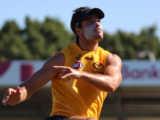 Darcy Fogarty at Crows training at South Fremantle Oval in Perth. Picture: AFC Media