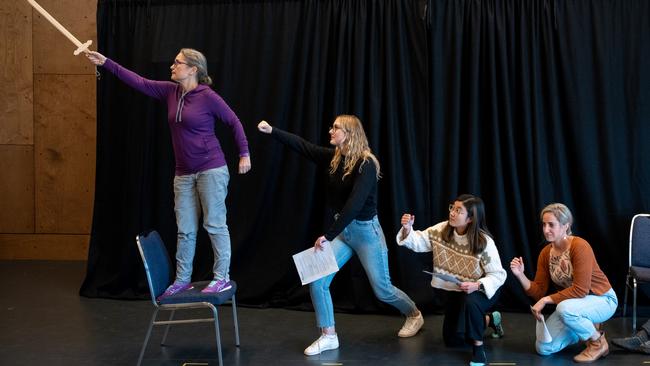 Bell Shakespeare in partnership with Teachers Mutual Bank provides a National Teacher Mentorship Program to 30 teachers each year. Here a group from the 2023 cohort put their acting skills to the test. Picture: Clare Hawley