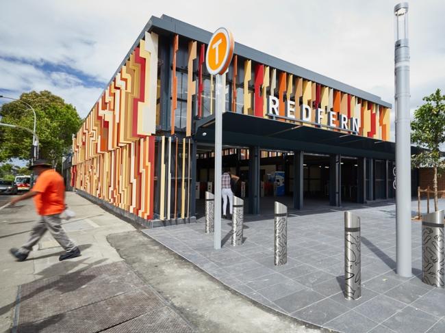 The new entrance at Redfern station opened on the corner of Gibbs and Lawson streets in November 2018. Picture: Transport for NSW