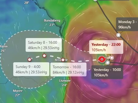 The path of Alfred as of 7.40am Thursday.