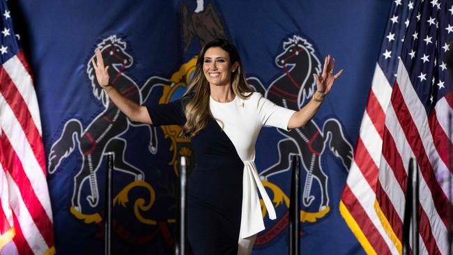 Attorney Alina Habba arrives to speak during the campaign rally for Donald Trump at the New Holland Arena. She has also represented the former president at his federal trials. Picture: AFP