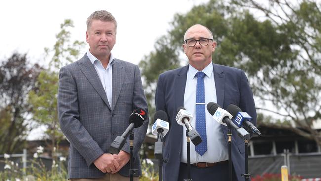 Christian College acting principal Richard Geall and detective senior sergeant Mark Guthrie. Picture: Alan Barber