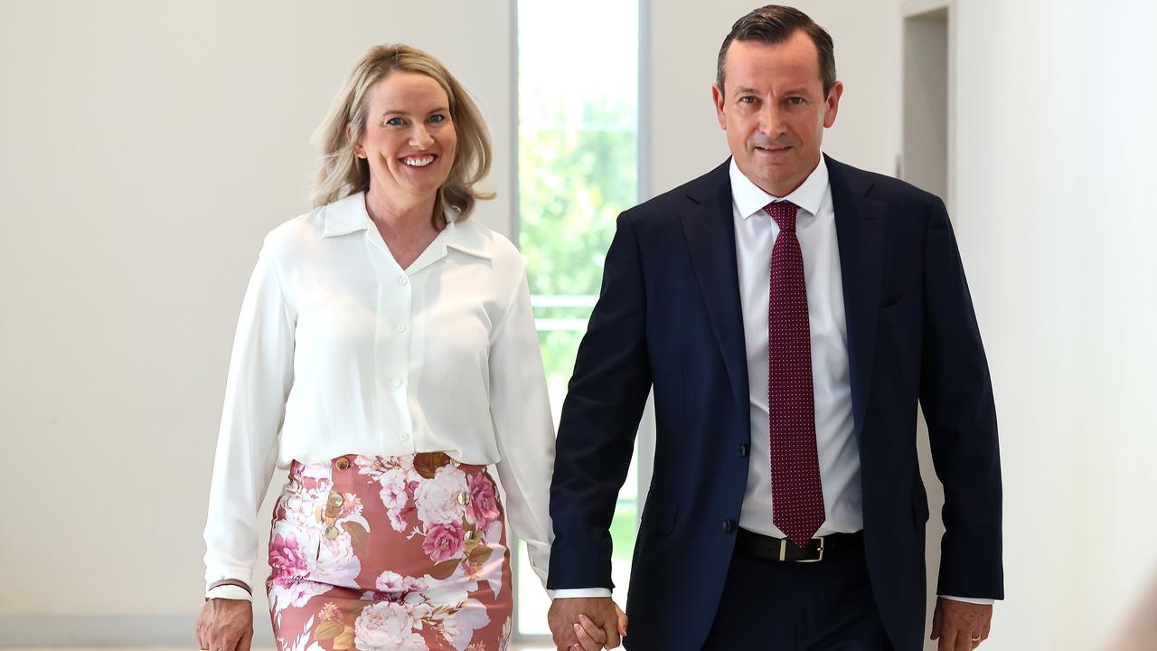 Premier Mark McGowan with his wife Sarah after voting early last week. Picture: Paul Kane/Getty Images