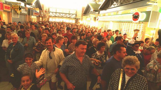 Part of crowd at the opening of Robina Town Centre in April 1996.