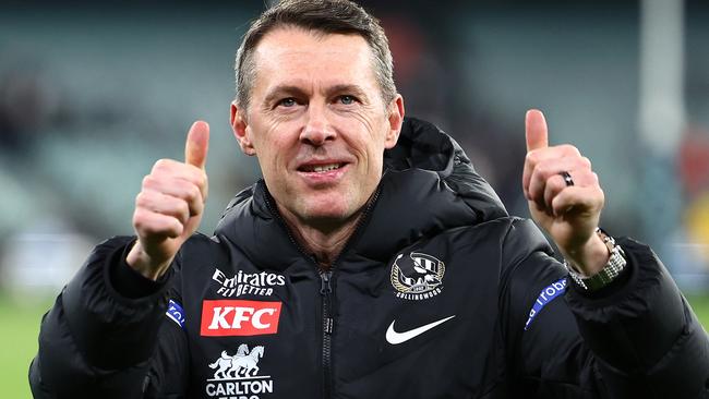 Collingwood coach Craig McRae is buoyant despite an injury crisis. Picture: Quinn Rooney/Getty Images)