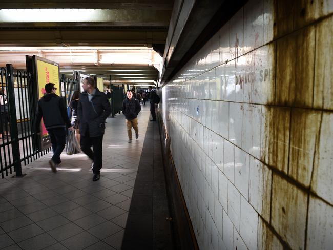 The filthy underpass at Flinders Street Station. Picture: Tony Gough