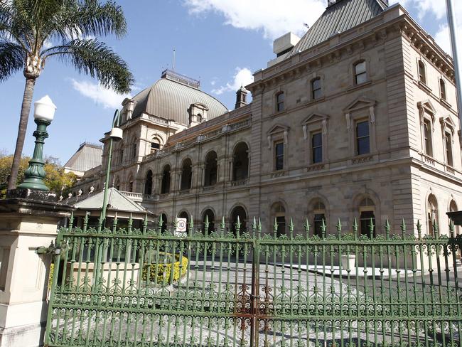 Increased security around Brisbane as the government increases its terror alert. Parliament house is locked down.  Parliament house exterior outside.