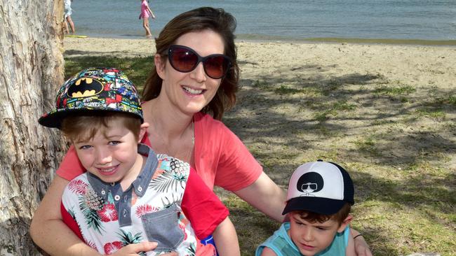 Jake and Julie Phillips and Elijah Jolley bring in the New Year on the Noosa River in 2015. Picture: Geoff Potter.