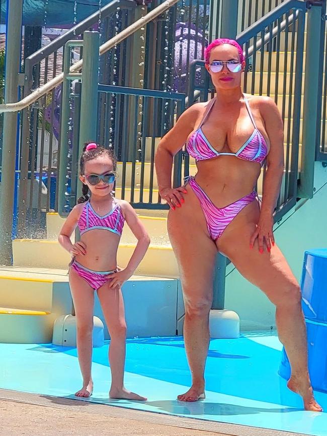 Coco Austin shared photos of her and six-year-old daughter Chanel in matching bikinis on holiday recently. Picture: Instagram/CocoAustin