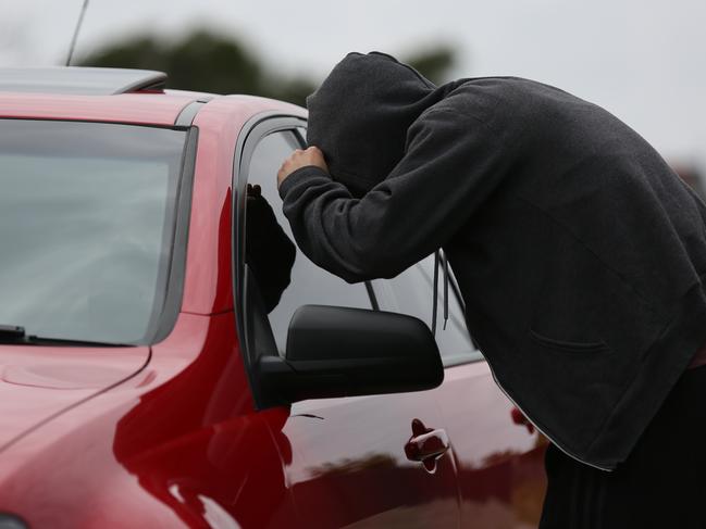 Generic set up. Car thief, stealing, break in. Picture: Brendan Francis