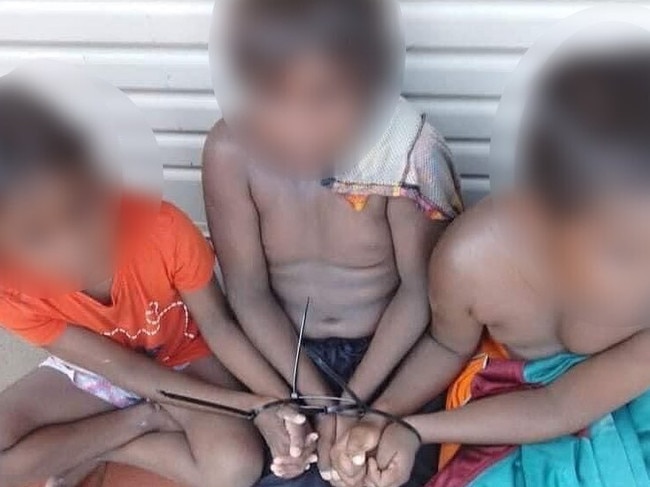 A 45-year-old man West Australian man has been charged with three counts of aggravated assault after a video emerged of three Aboriginal children tied up with cable ties in a front yard. Picture: Instagram