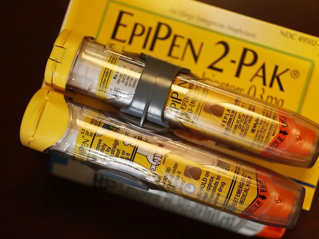 HOLLYWOOD, FL - AUGUST 24: In this photo illustration, EpiPen, which dispenses epinephrine through an injection mechanism for people with severe allergies, is seen as the company that makes it Mylan Inc. has come under fire from consumers and lawmakers for the price that it is currently charging on August 16, 2016 in Hollywood, Florida. Reports indicate that the cost of a pair of EpiPens has risen 400 percent from when the Mylan acquired the original company in 2007.   Joe Raedle/Getty Images/AFP == FOR NEWSPAPERS, INTERNET, TELCOS & TELEVISION USE ONLY ==