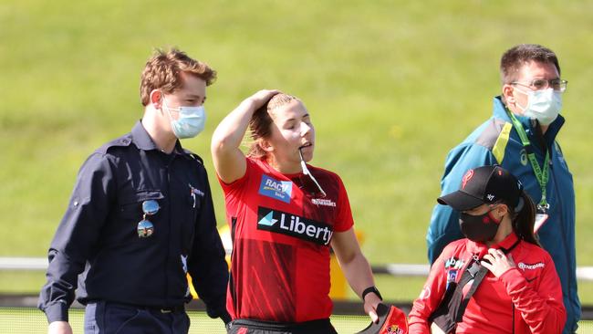 Melbourne Renegades vice-captain Georgia Wareham will miss the remainder of the WBBL season after tearing her ACL on Wednesday. Picture: Sarah Reed/Getty Images