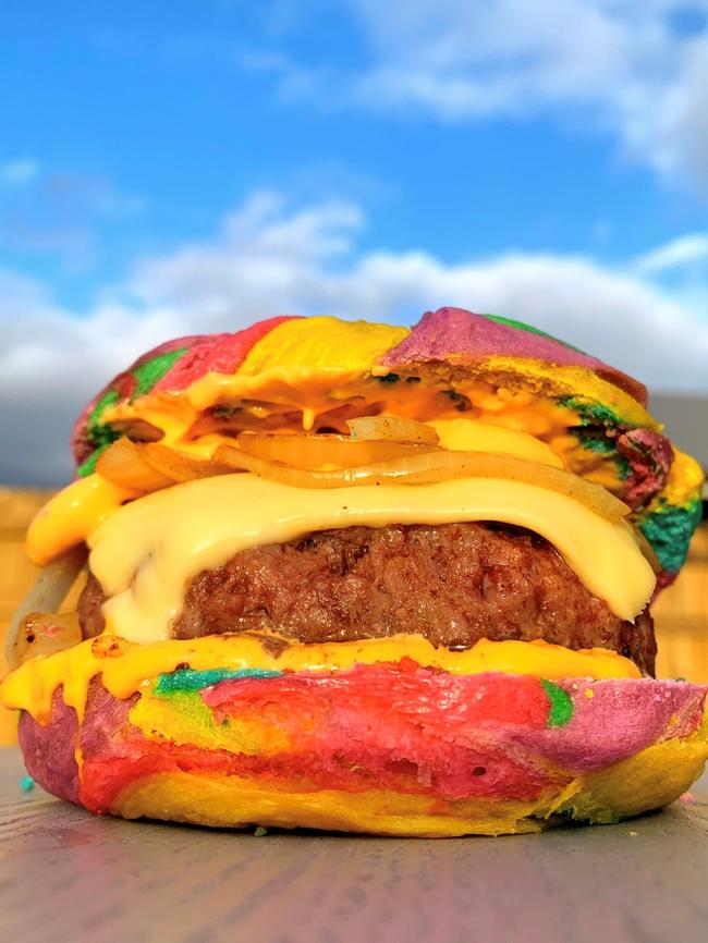 Rainbow Wonderland Burger. Taste the rainbow.