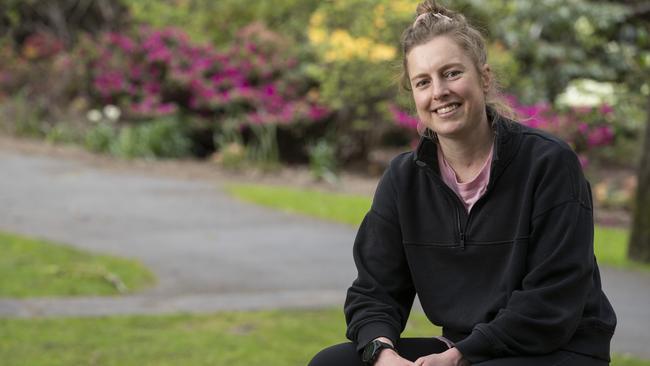 Australian rowing champion Georgia Nesbitt who is recovering from a cycling accident. Picture: Chris Kidd