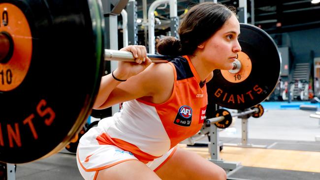 Haneen Zreika trains in the Giants gym.