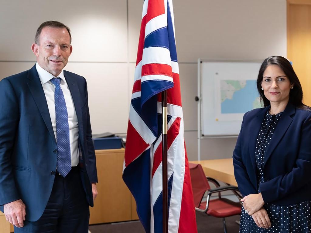 "Wonderful to catch up with former Australian Prime Minister @HonTonyAbbott this afternoon," UK Home Secretary Priti Patel wrote.