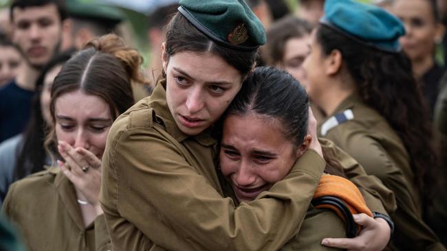 Israeli soldiers attend the funeral of a fellow soldier on November 1, 2023, in a military cemetery in Jerusalem amid the ongoing battles between Israel and the Palestinian group Hamas. Picture: Fadel Senna/AFP (Photo by FADEL SENNA / AFP)