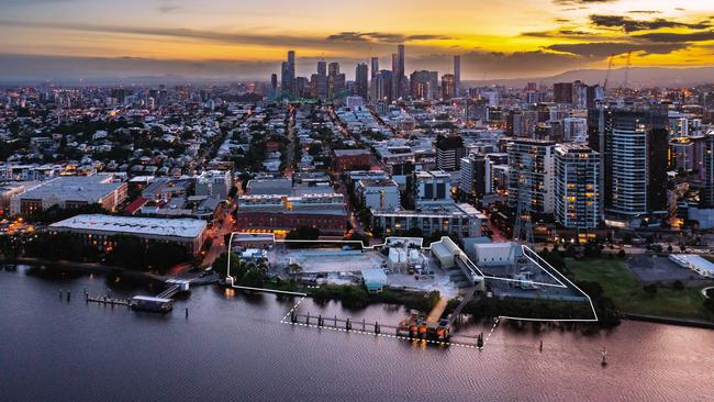 This 1.76ha site on the Brisbane River at 17 Skyring Tce sold to Kokoda Property for north of $100m. Image supplied by JLL.