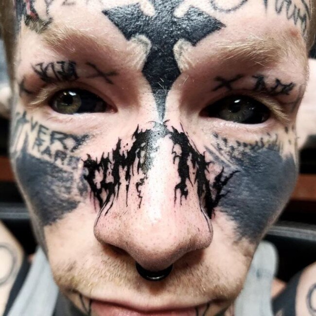 Lorenson has even tattooed his eyeballs. Picture: Instagram/333neondemon