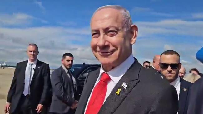 Mr Netanyahu arrives in Washington. Picture: Twitter/X