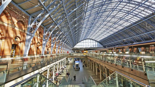 St Pancras Station, the main rail terminal for Eurostar train departures from London.