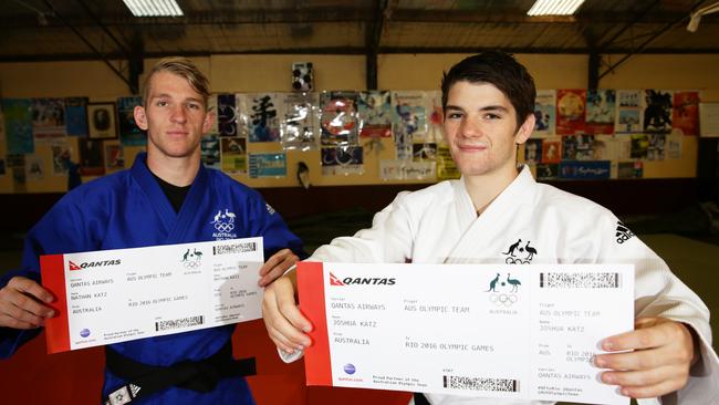 Nathan and Josh Katz with their tickets to Rio. Picture: Peter Kelly