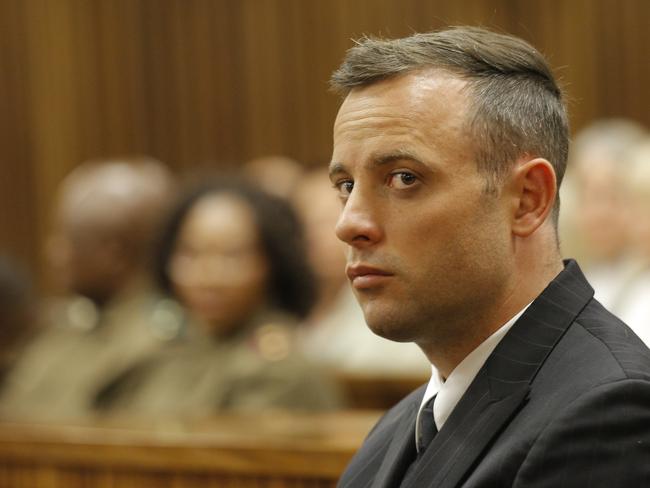 (FILE) Oscar Pistorius's Jail Sentence Has Been Increased By A South African Court To 13 years & Five Months. PRETORIA, SOUTH AFRICA - JUNE 14 : Oscar Pistorius is seen inside the dock at the high court in Pretoria for his sentencing hearing at the high court in Pretoria on June 14, 2016 in Pretoria, South Africa. Having had his conviction upgraded to murder in December 2015, Paralympian athlete Oscar Pistorius is attending his sentencing hearing and will be returned to jail for the murder of his girlfriend, Reeva Steenkamp, on February 14th 2013. The hearing is expected to last five days. (Photo by Kim Ludbrook - Pool /Getty Images)