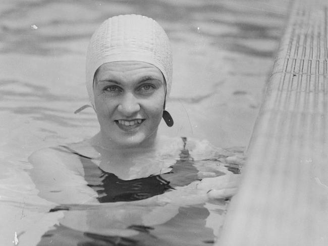 A 1935 image of Australian swimmer Clare Dennis, who won silver at the 1934 Empire Games in London. Picture: Supplied.