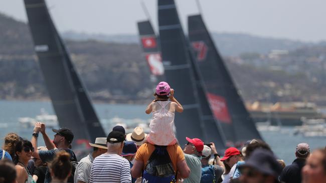 Crowds gather near Hornby Lighthouse on South Head at the start of last year’s race.