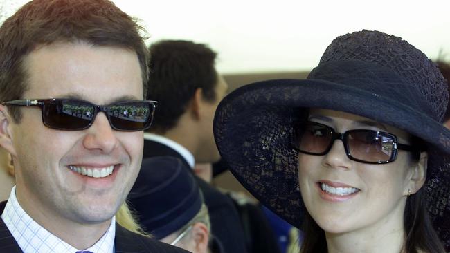 Crown Prince Frederik of Denmark and the then Mary Donaldson in the Moet tent at the 2002 Melbourne Cup.