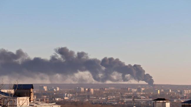 A drone struck an airfield in the Russian region of Kursk this week. Picture: AP/The Times