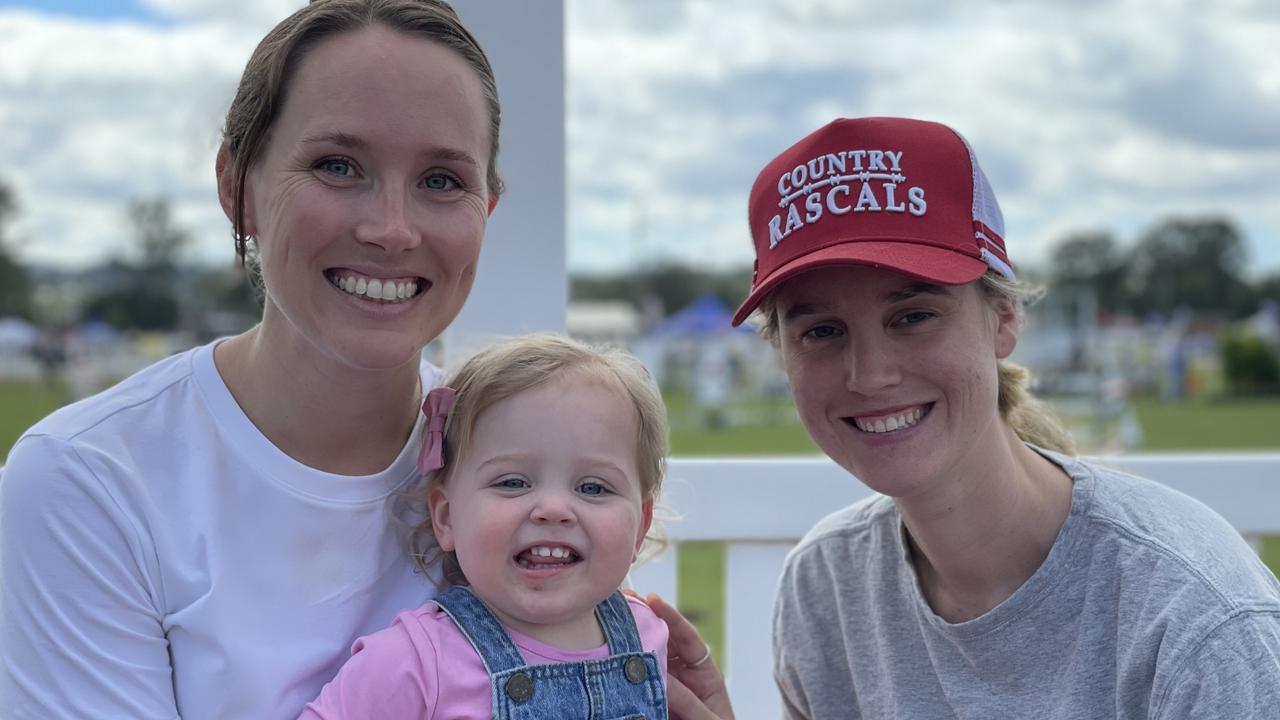 Amanda and Cydi Higgins, and Maya Chatterton, enjoy People's Day at the 2024 Gympie Show.