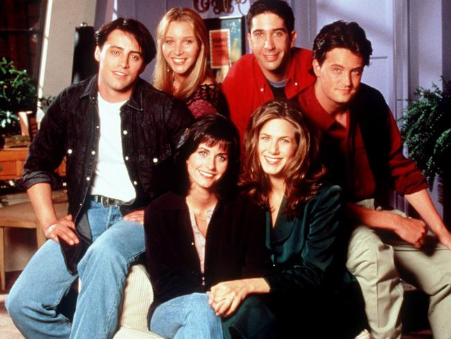 As old as the hills, Friends is still popular because it’s about chasing the couples dream. Cast, back row, Matt LeBlanc, Lisa Kudrow, David Schwimmer, Matthew Perry, and front, Courteney Cox and Jennifer Aniston. Picture: Supplied