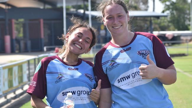 CQ Capras women go through their paces in a trial match against the clubâ€™s under-19s at Browne Park on Saturday, February 12, 2022.